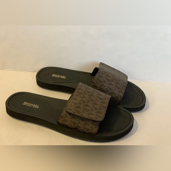 NWOT 🤎 MICHAEL KORS slides Womens Sandals Brown - Picture 4 of 11